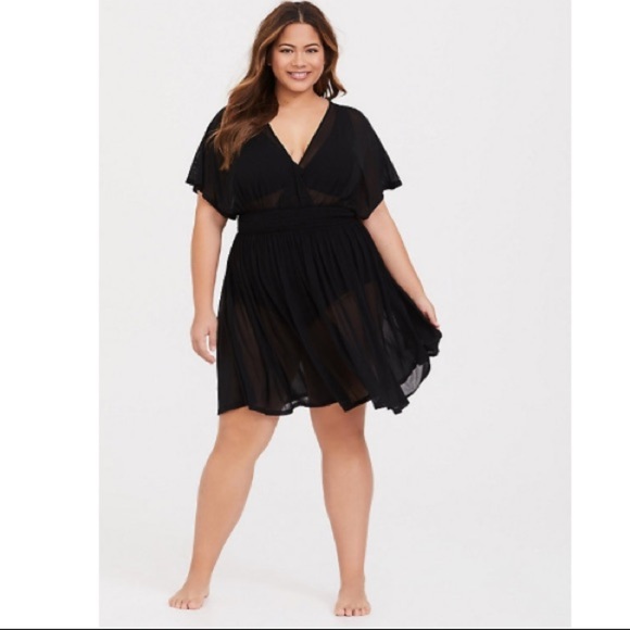 NWT TORRID BLACK MESH DRESS SWIM COVER UP - Picture 2 of 4